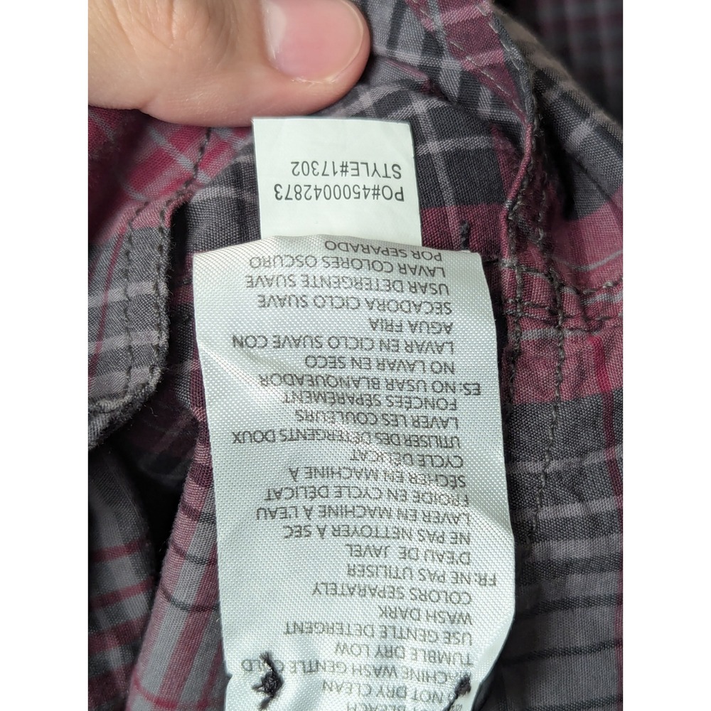 Fox Racing Button Down Shirt Mens L Burgundy Grey Plaid Heritage Forged 17302 - Picture 6 of 15